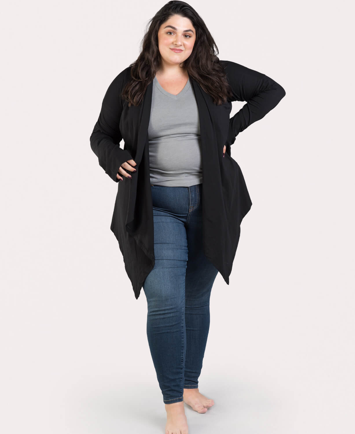 Organic Cotton Draped Cardigan - Black