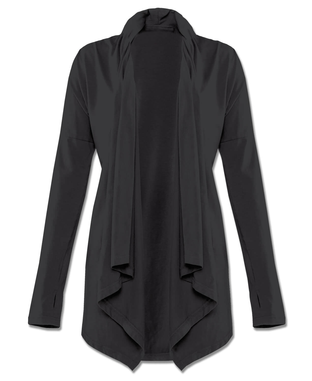 Organic Cotton Draped Cardigan - Black