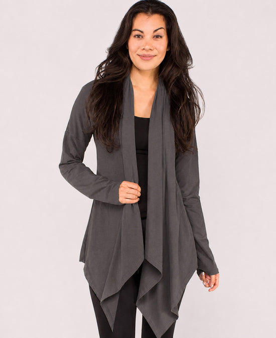 NEW! Organic Cotton Draped Cardigan - Pewter