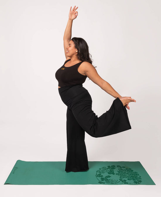 Organic Roll-Top Flowy Pants - Black - Black Flowy Pants | Boho Palazzo Pants | Soul Flower plus