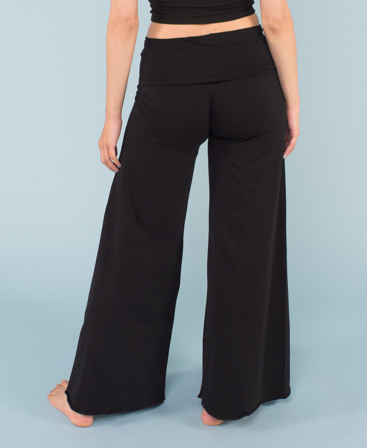 Organic Roll-Top Flowy Pants - Black