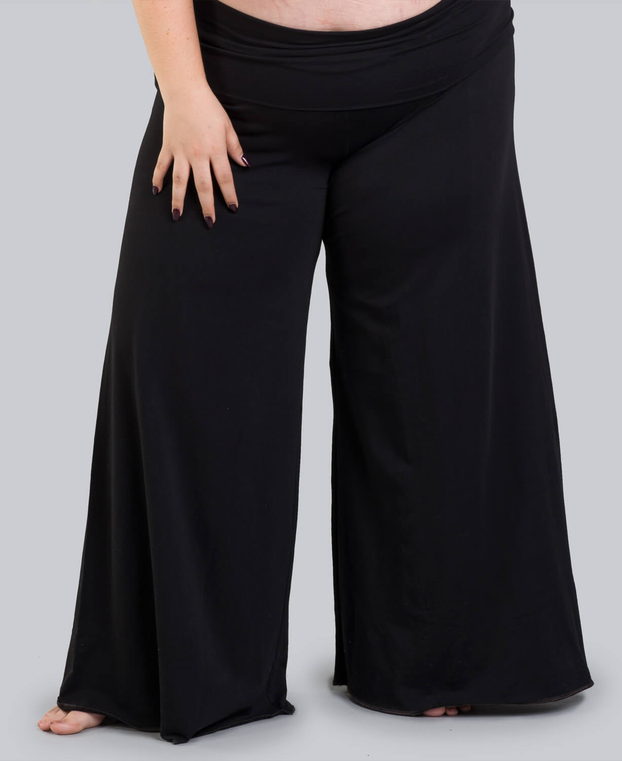 Organic Roll-Top Flowy Pants - Black