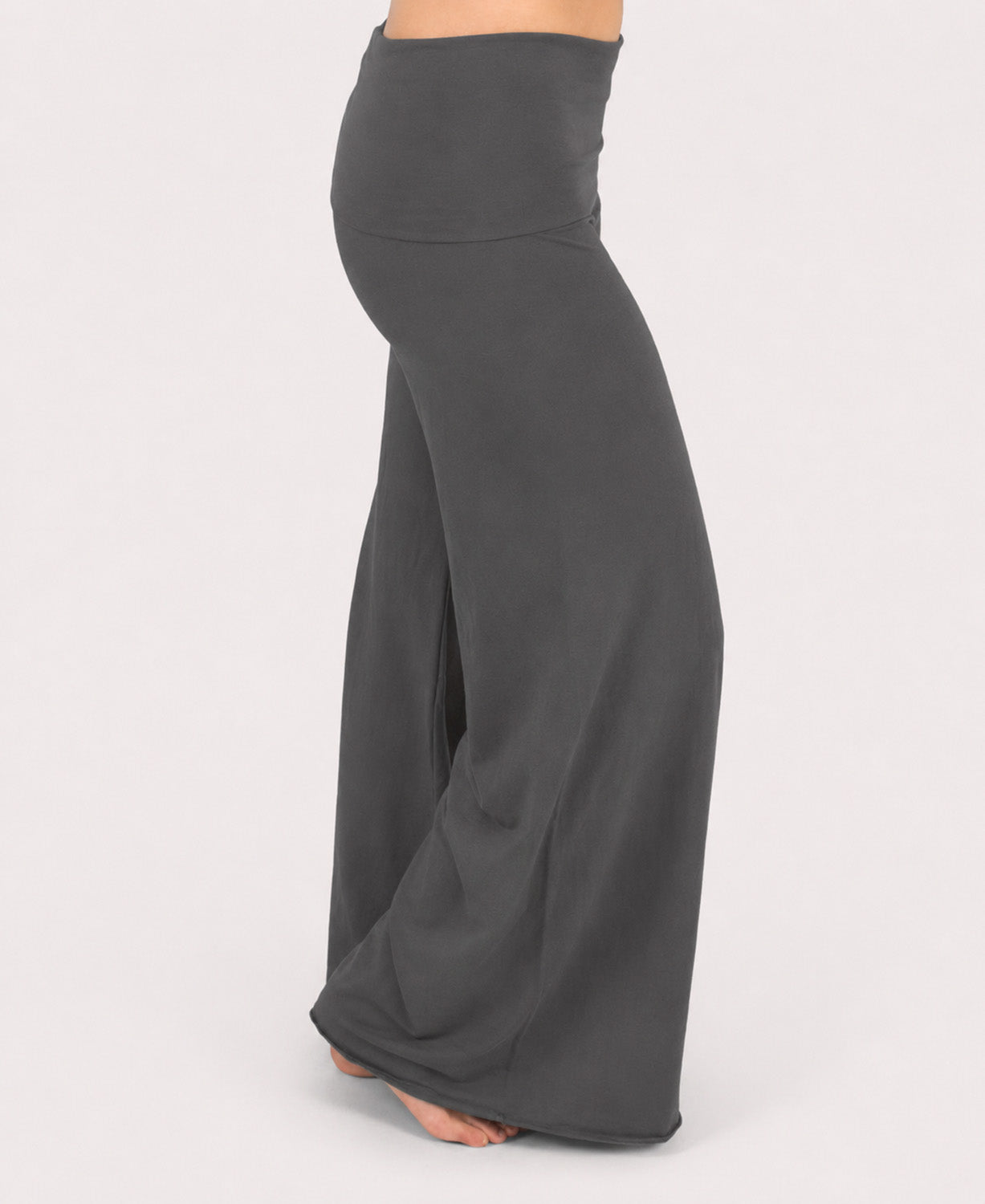 Roll Top Flowy Pants - Gray Boho Pants | Palazzo Pants | Soul Flower