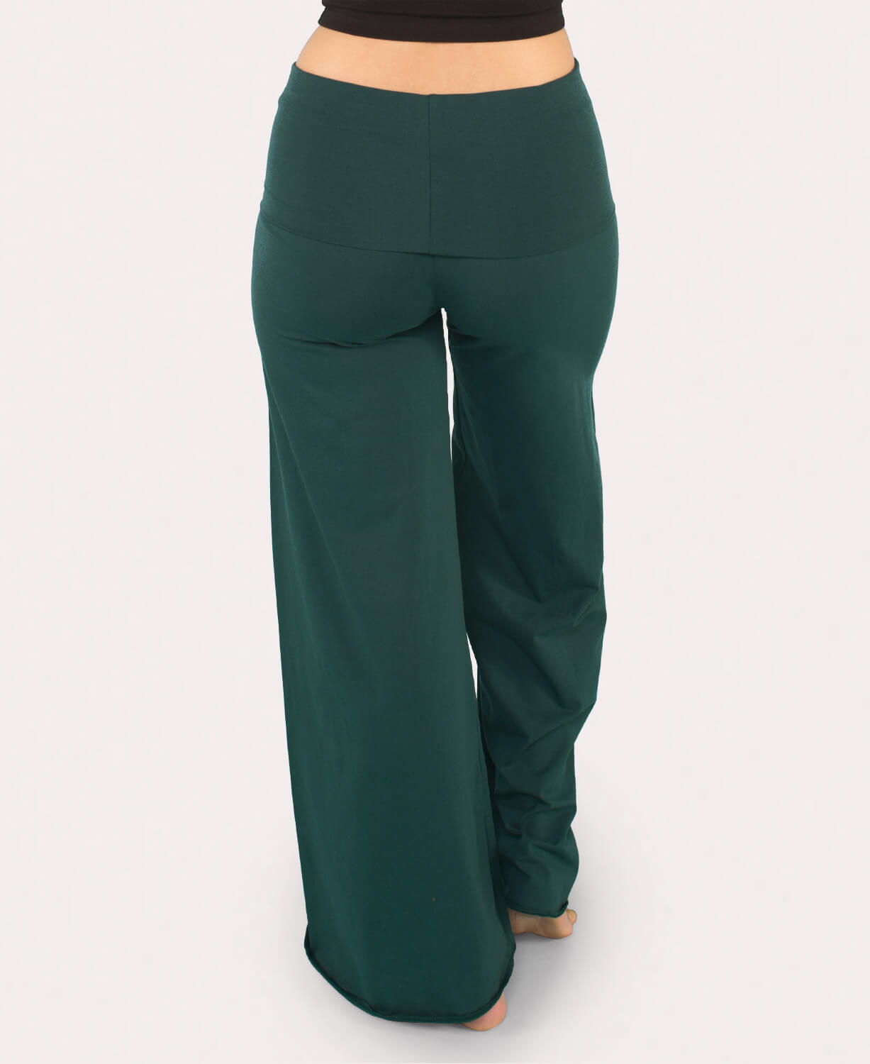 Organic Roll-Top Flowy Pants - Dark Teal