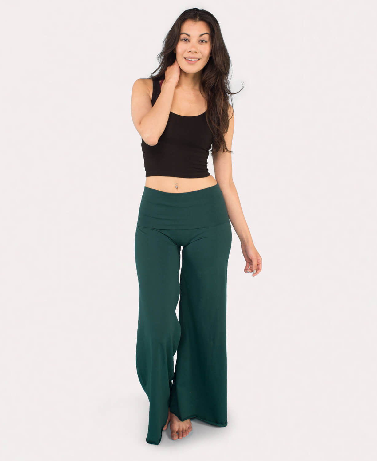 Organic Roll-Top Flowy Pants - Dark Teal - Bohemian Pants | Palazzo Boho Pants | Soul Flower Organic Roll-Top Flowy Pants - Dark Teal - Bohemian Pants | Palazzo Boho Pants | Soul Flower
