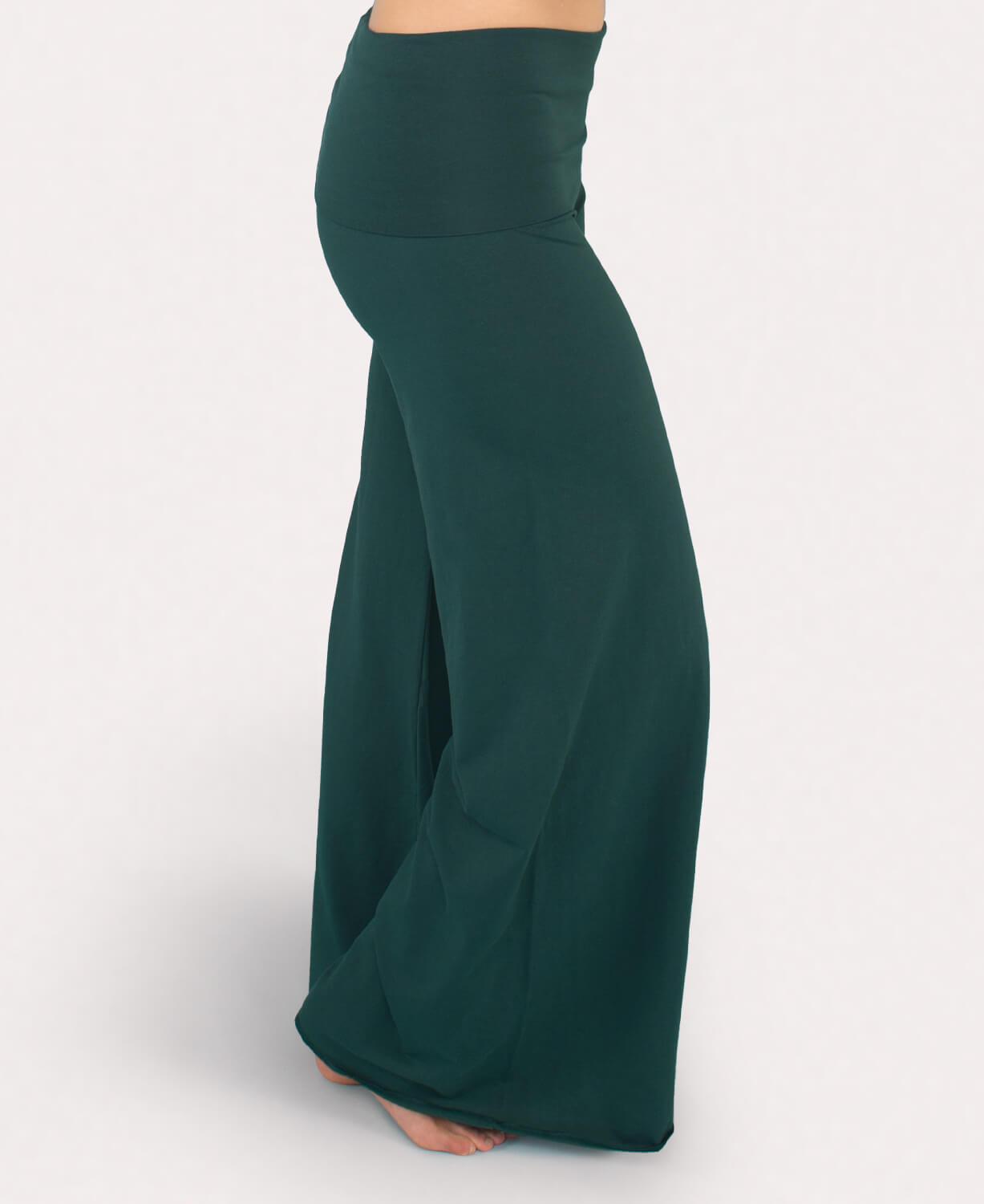 Organic Roll-Top Flowy Pants - Dark Teal