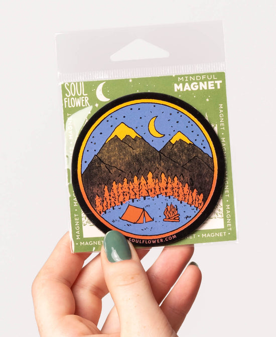 Mountain Camper Scene Magnet - Mountain Camper Magnet | Cool Car Magnets | Soul Flower