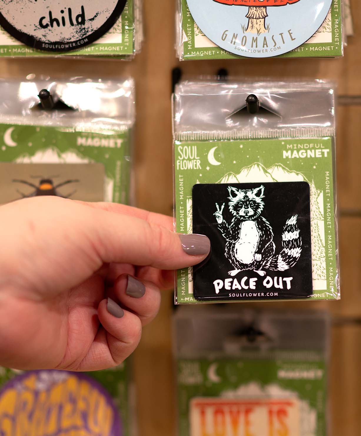 Peace Out Raccoon Magnet
