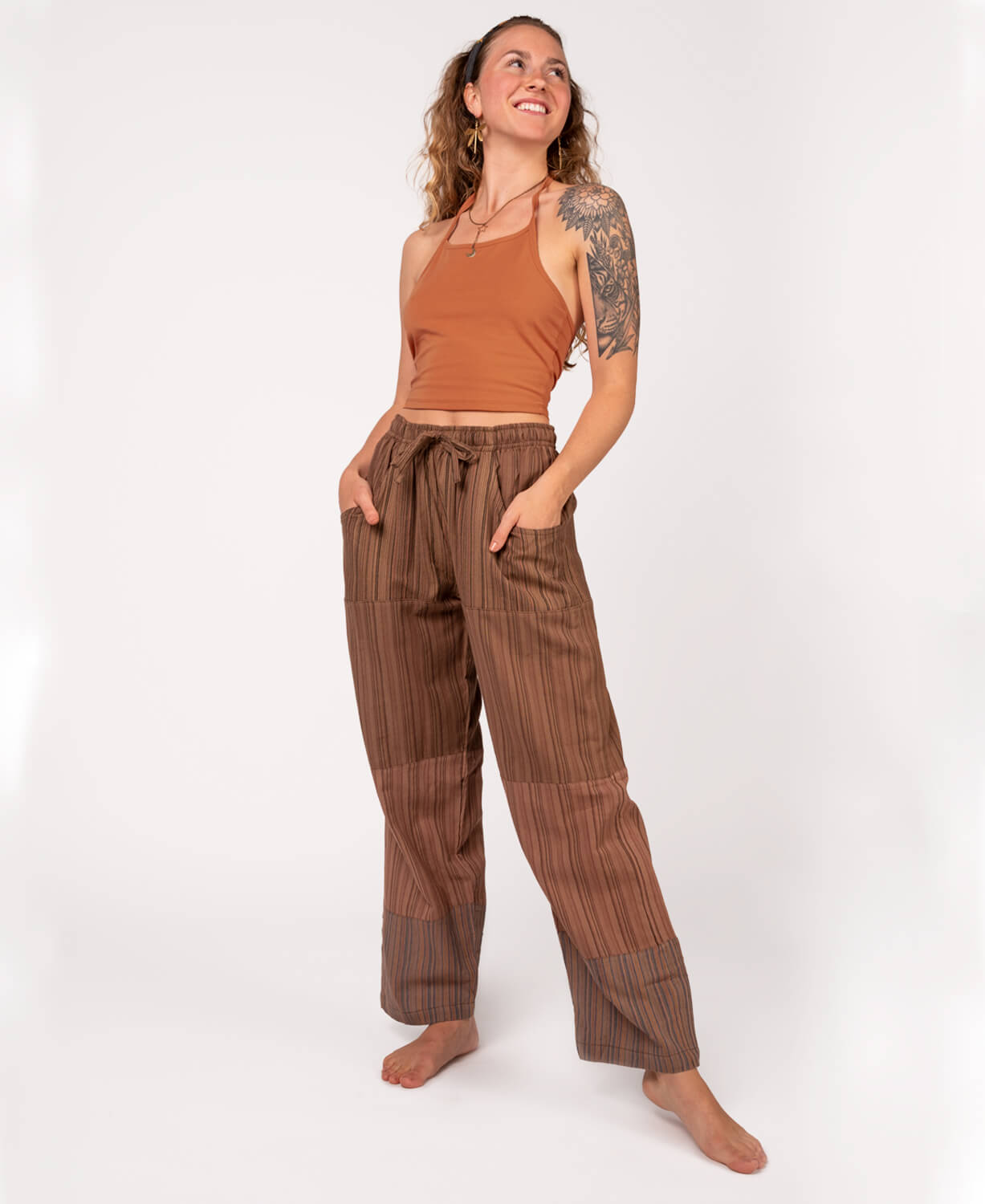 Patchwork Pants - Brown Women