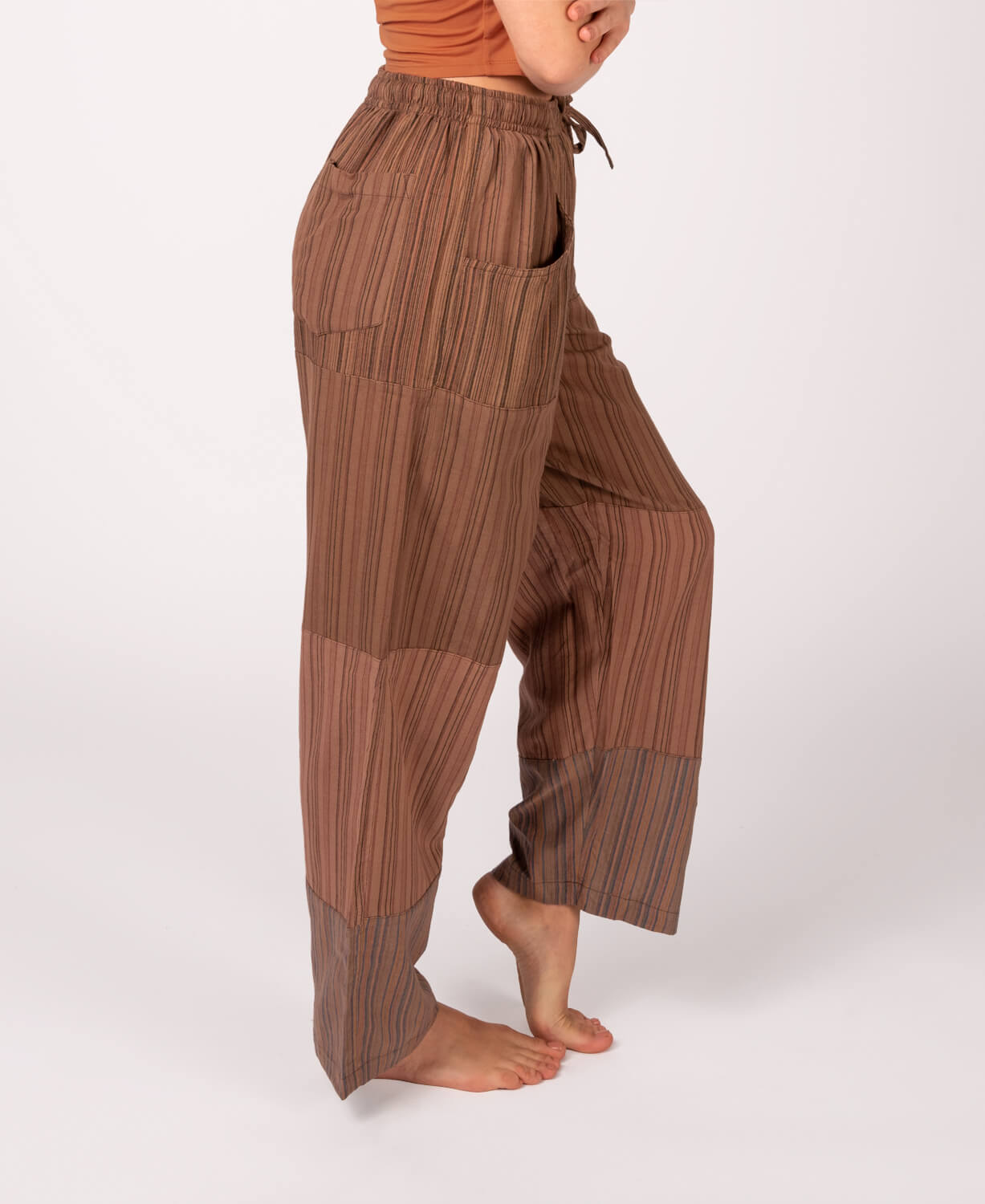 Patchwork Pants - Brown Women