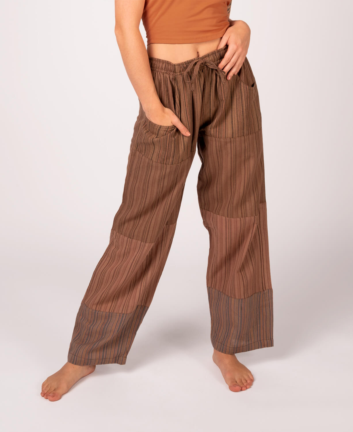 Patchwork Pants - Brown Women