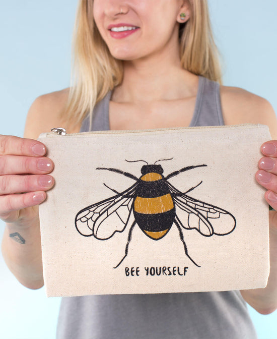 Bee Yourself Large Zipper Pouch - Bee Yourself Zipper Pouch | Cute Zipper Pouch | Soul Flower
