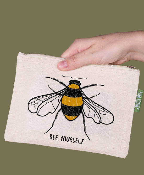 Bee Yourself Large Zipper Pouch - Bee Yourself Zipper Pouch | Cute Zipper Pouch | Soul Flower