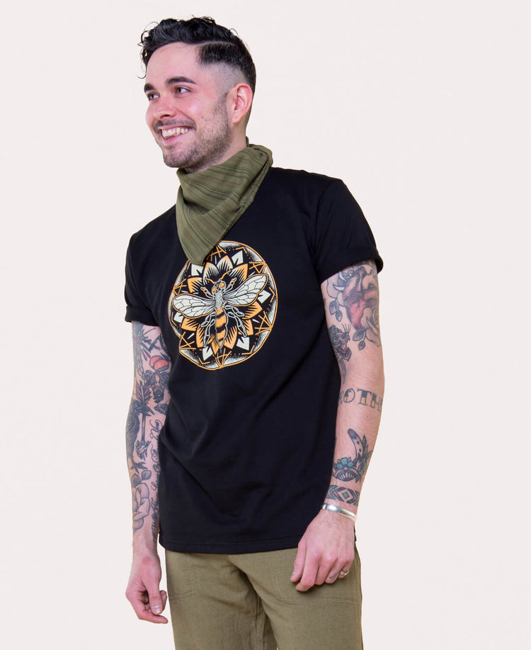 Bee Mandala Organic T-Shirt - Unisex - Bee Mandala T-Shirt | Bee Shirt | Soul Flower Men