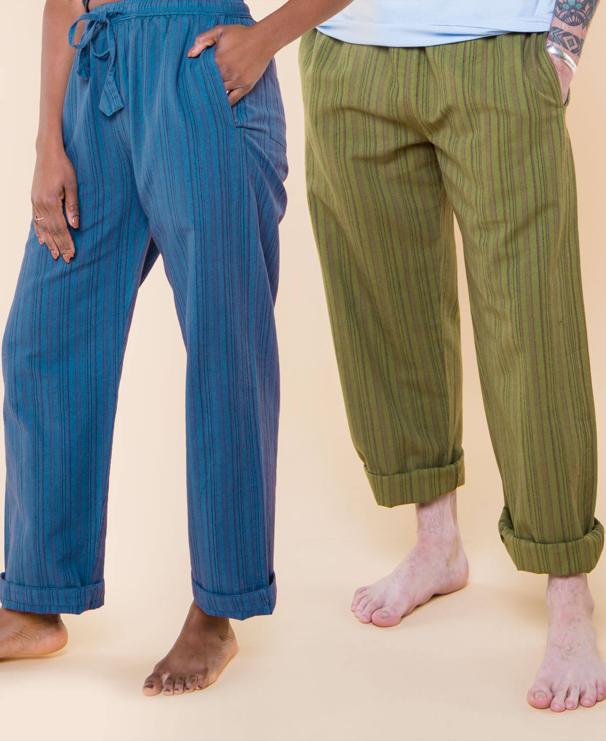 Striped Hippie Lounge Pants - Spirit Sage