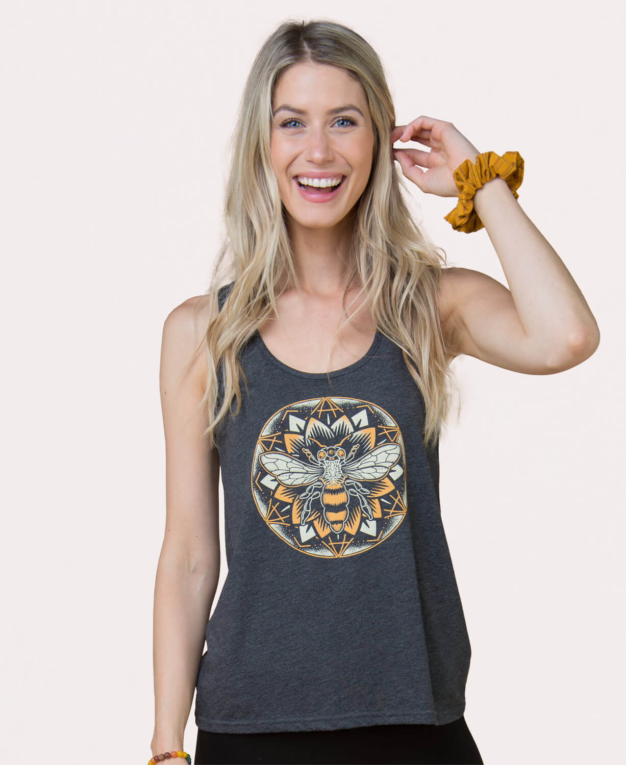Bee Mandala Recycled Racerback Tank Women