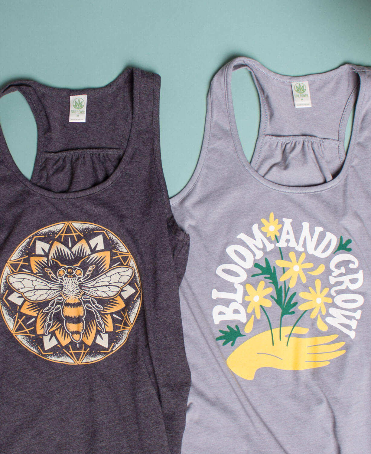 Bee Mandala Recycled Racerback Tank