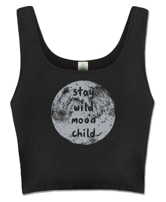 Stay Wild Moon Child Organic Cropped Tank - Stay Wild Moon Child Tank | Cropped Tank Tops | Soul Flower