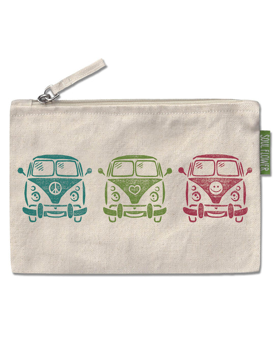 Hippie Bus Large Zipper Pouch - VW Bus Large Pouch | Hippie Bus Pouch | Soul Flower