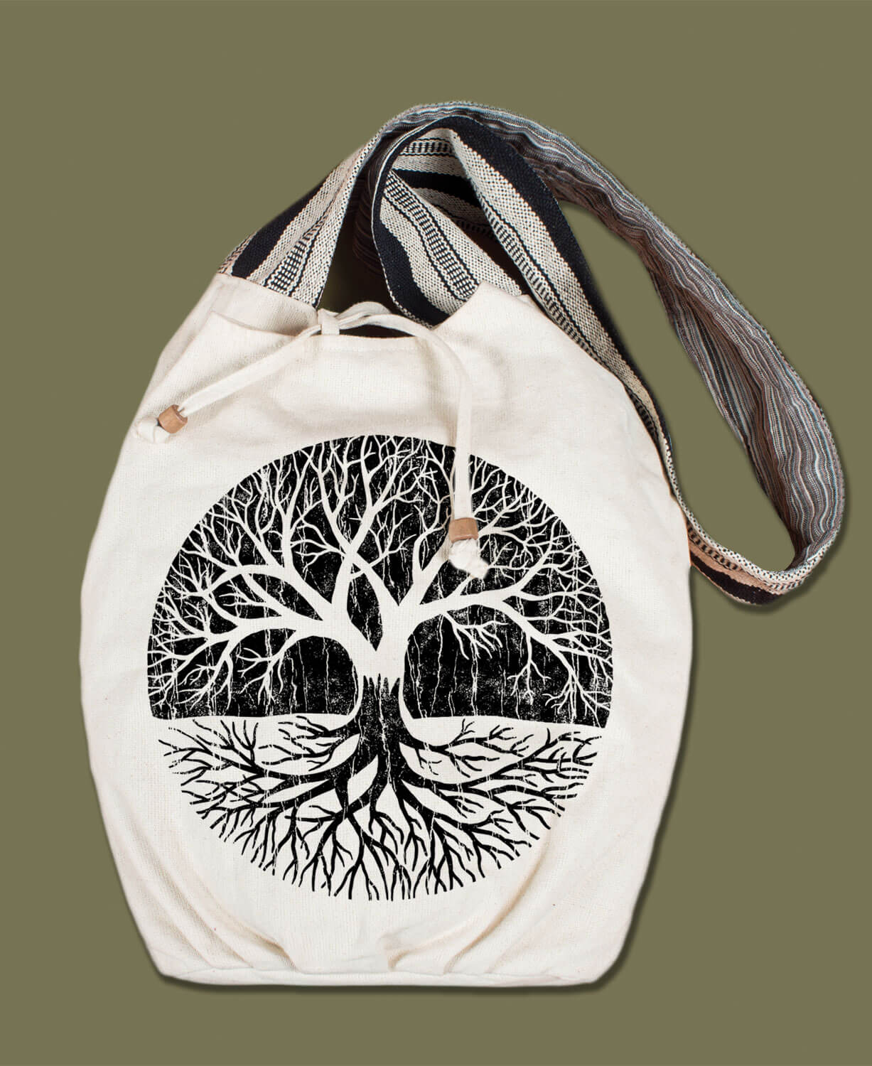 Tree of Life Canvas Boho Bag - Natural
