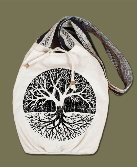 Tree of Life Canvas Boho Bag - Natural - Tree of Life Bag | Tree Boho Bag | Soul Flower