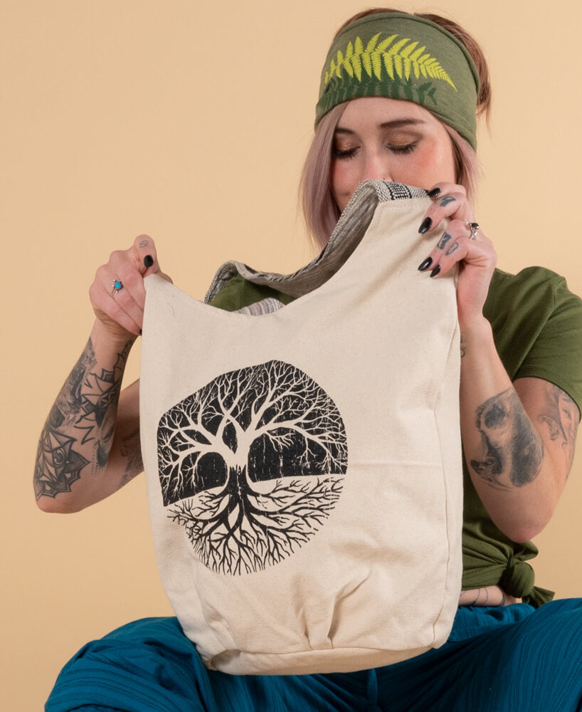 Tree of Life Canvas Boho Bag - Natural