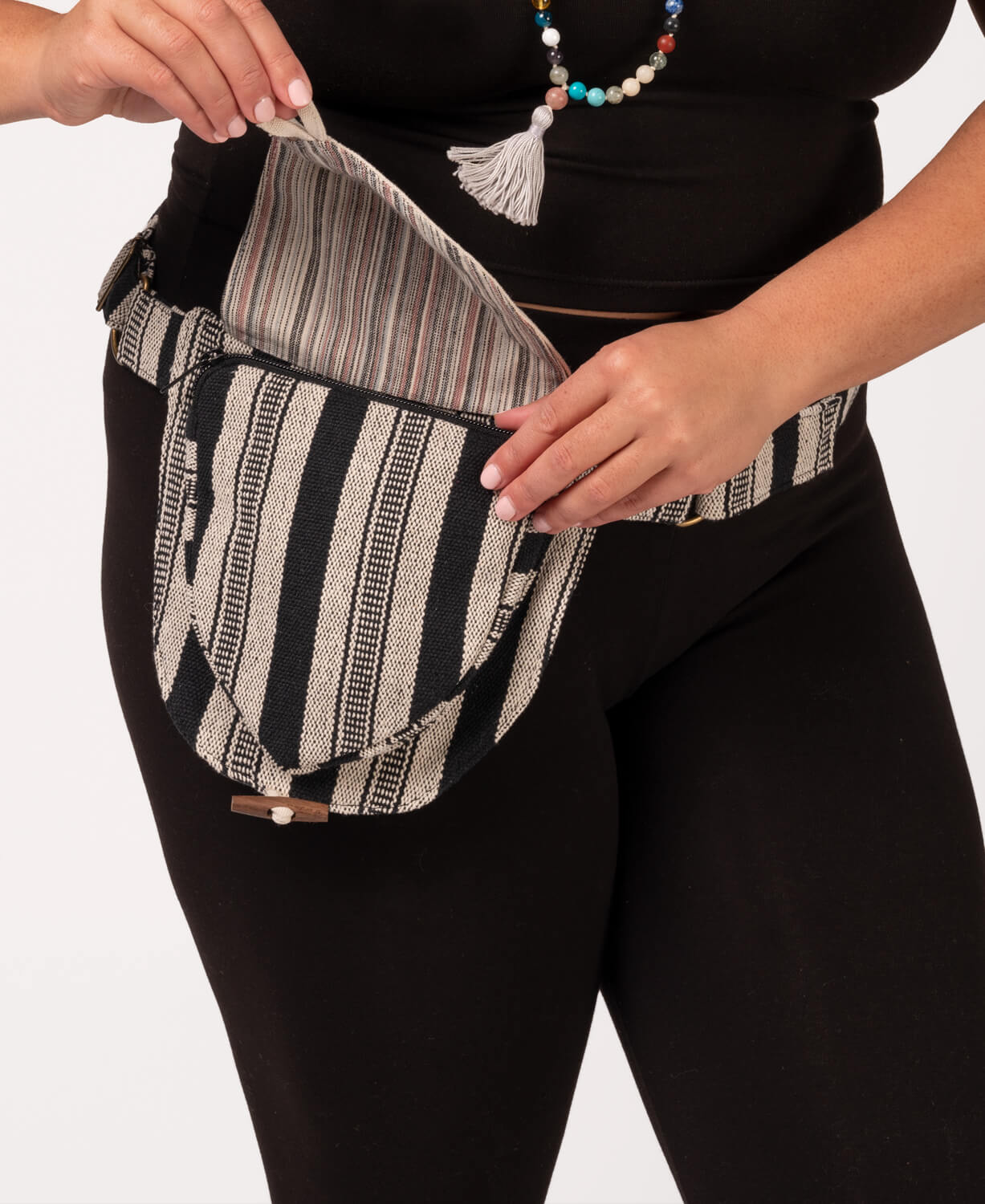 Retro Mushrooms Canvas Hip Bag - Natural