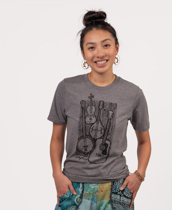 Unplug & Jam Recycled T-Shirt - Unisex - Acoustic Guitar T-Shirt | Jam T-Shirt | Soul Flower Women