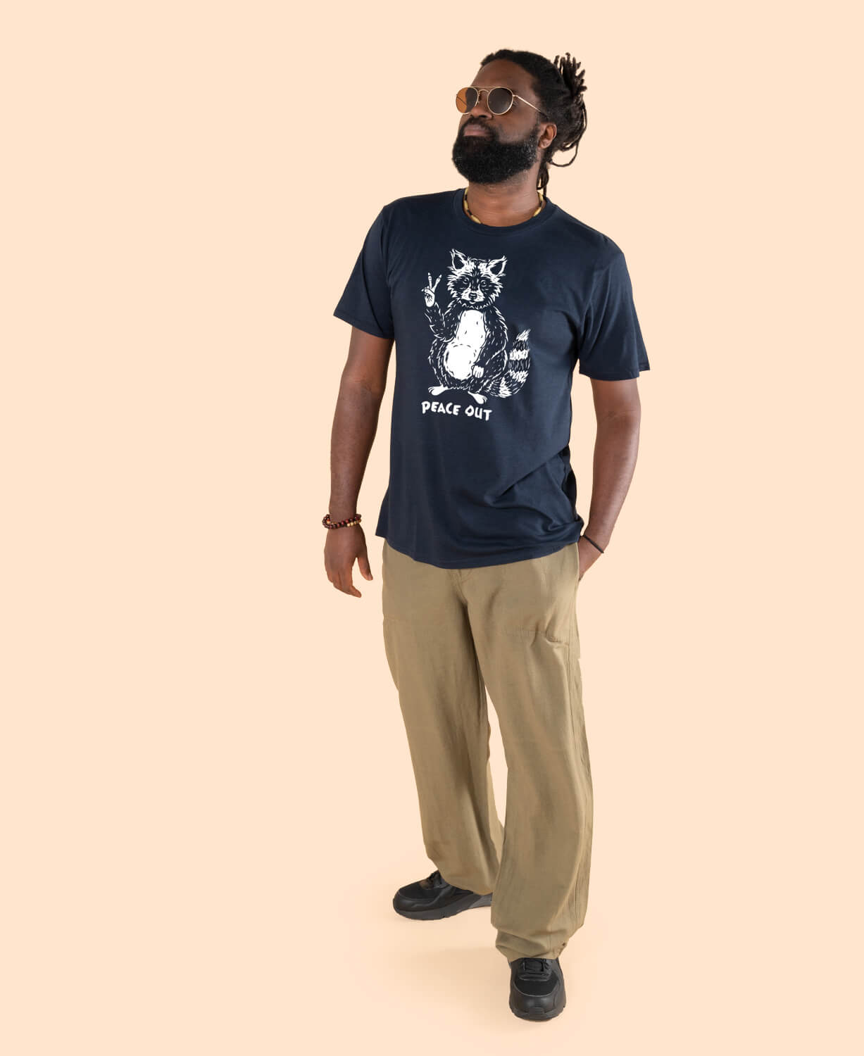 Peace Out Raccoon Organic T-Shirt - Unisex Men