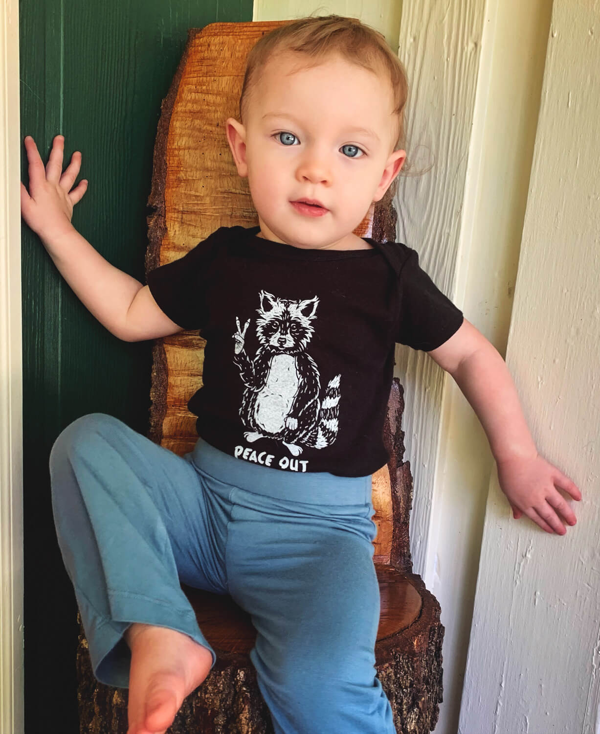 Peace Out Racoon Baby Bodysuit