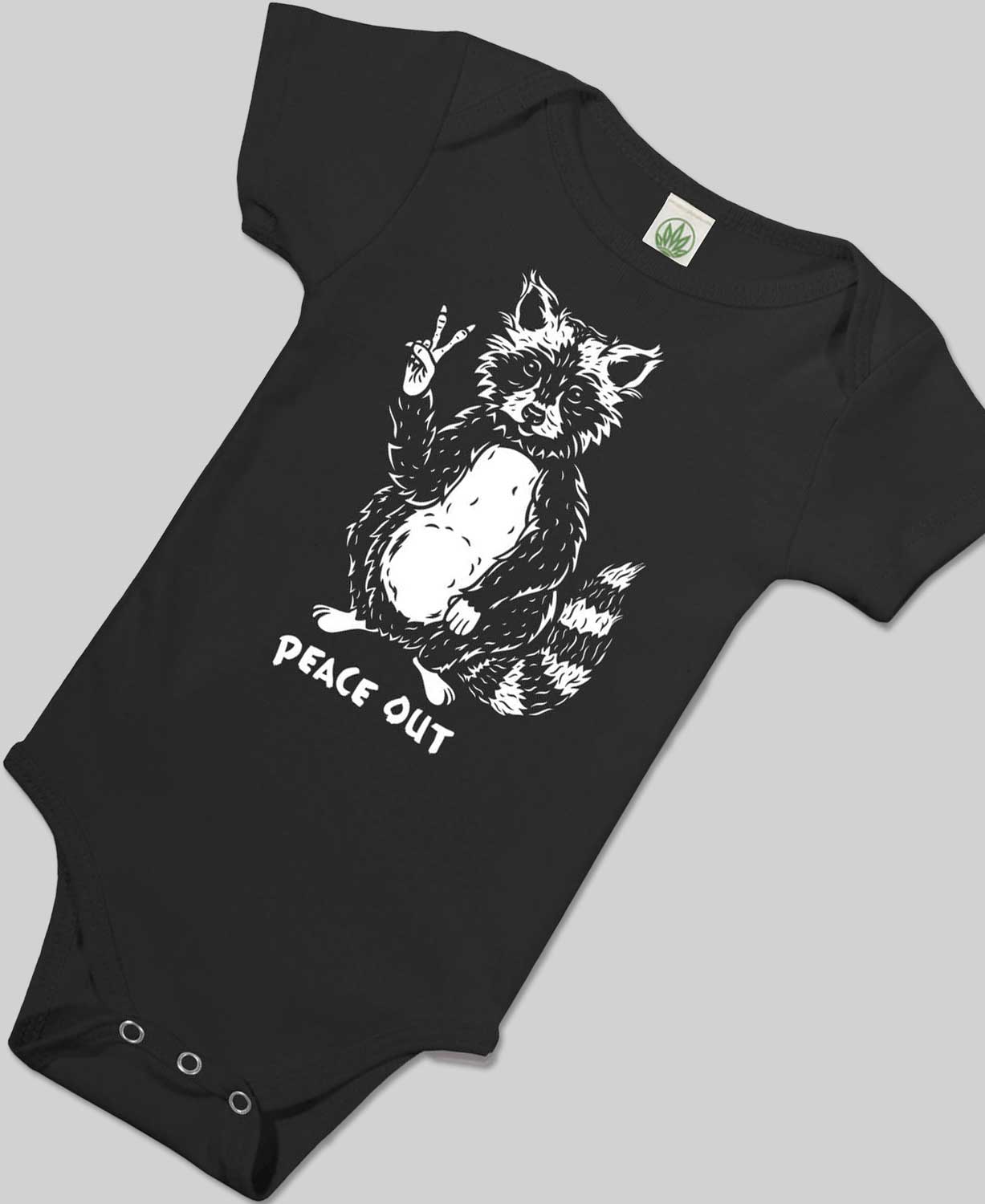 Peace Out Racoon Baby Bodysuit