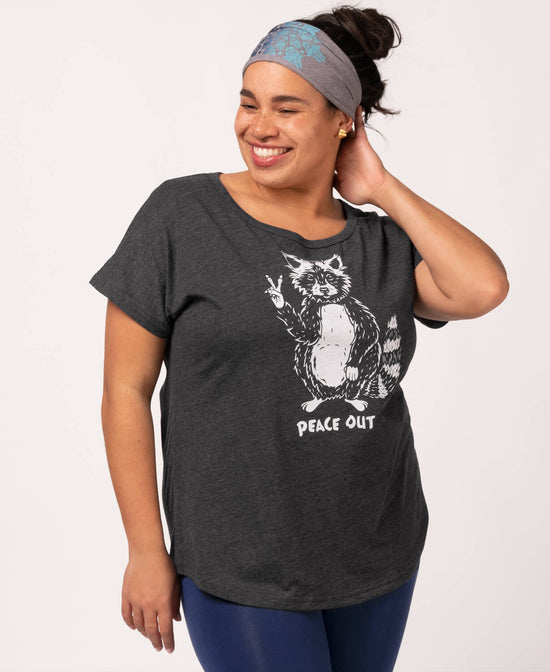 Peace Out Raccoon Slouch Top - Raccoon Slouch Top | Peace Out Tee | Soul Flower Women