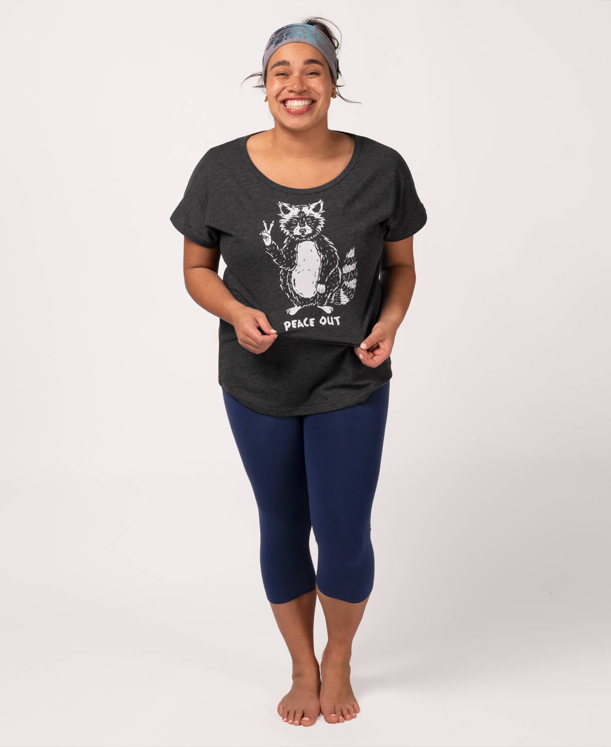 Peace Out Raccoon Slouch Top Women