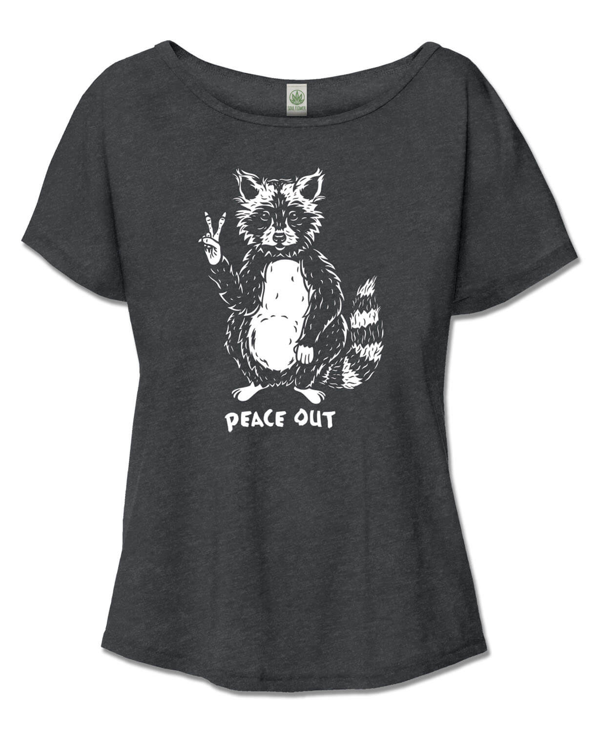 Peace Out Raccoon Slouch Top