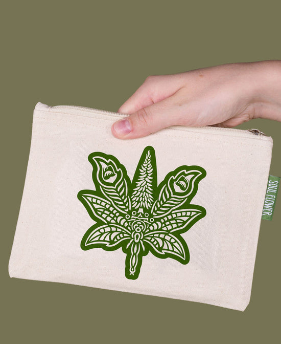 Sacred Cannabis Large Zipper Pouch - Cannabis Pouch | Zipper Pouch Storage | Soul Flower