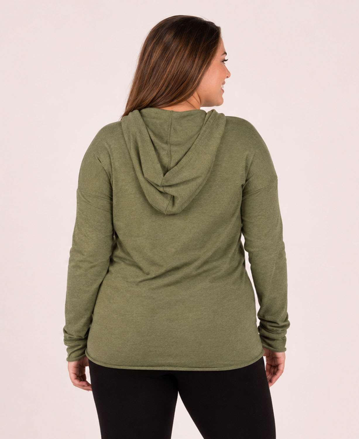 North Woods Cowl Yoga Hoody - North Woods Hoody | Pine Tree Hoodie | Soul Flower Women plus model back
