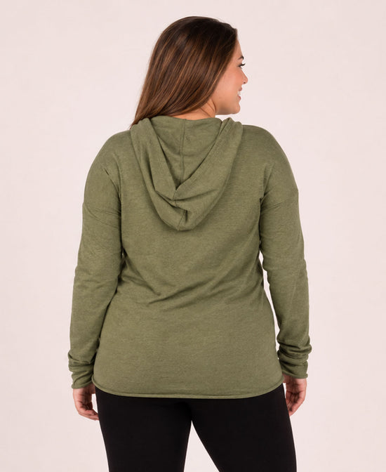 North Woods Cowl Yoga Hoody - North Woods Hoody | Pine Tree Hoodie | Soul Flower Women plus model back