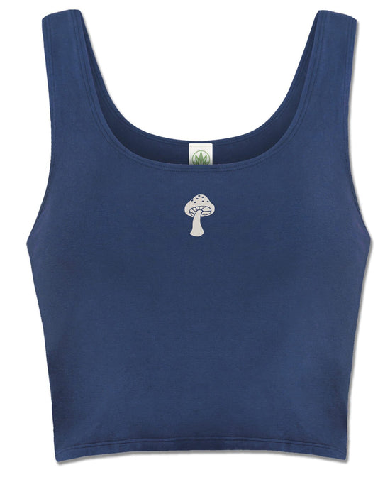 Closeout! Mini Mushroom Organic Cropped Tank Top - Mini Mushroom Crop Tank Top | Soul Flower