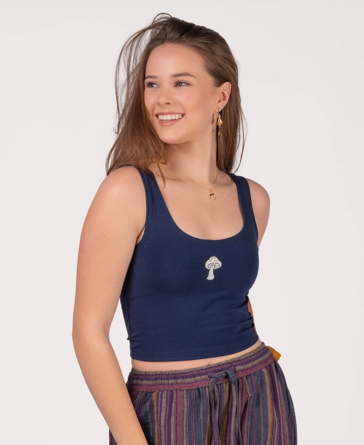 Closeout! Mini Mushroom Organic Cropped Tank Top Women