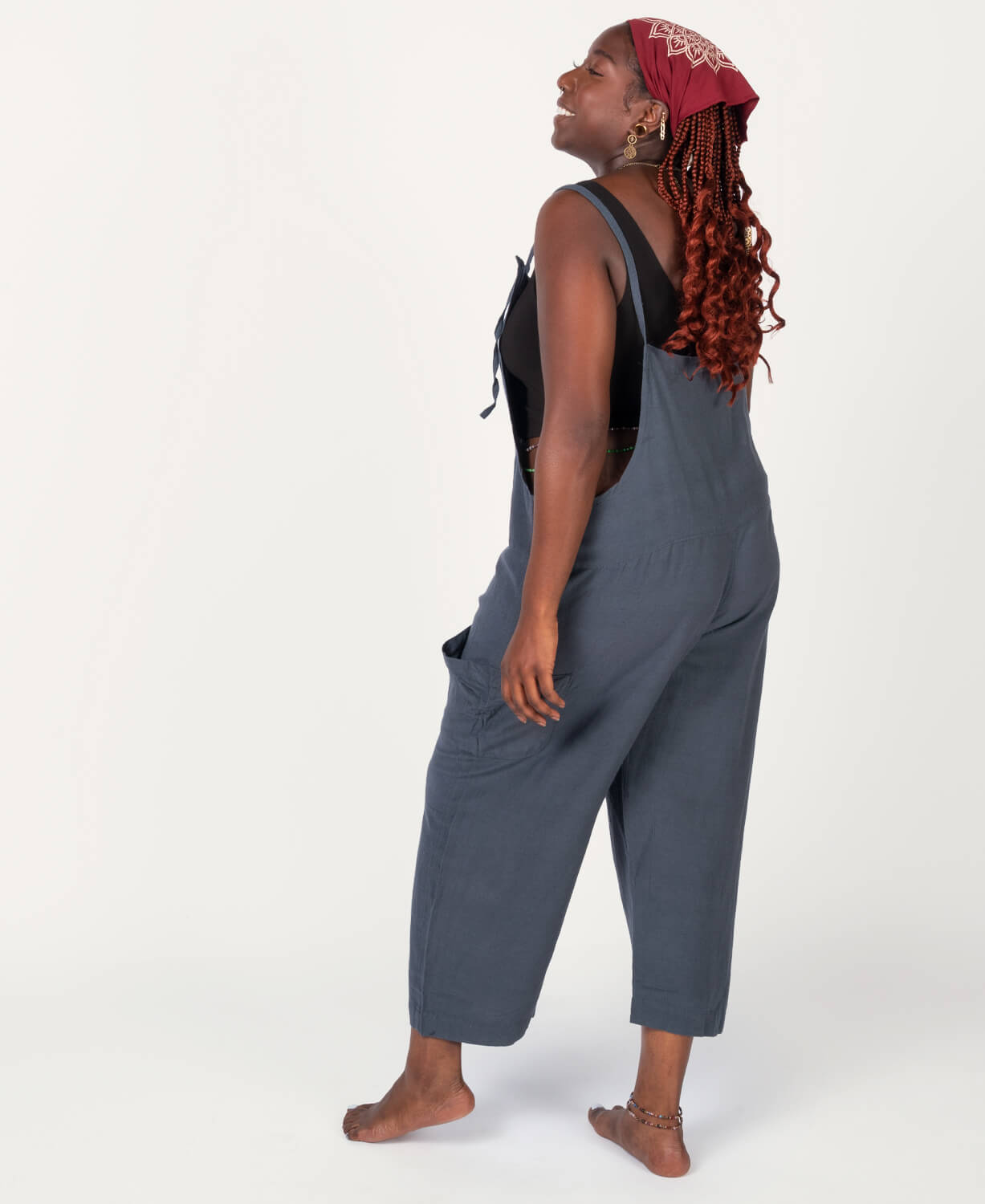 Hemp Viscose Slouchy Overalls - Midnight