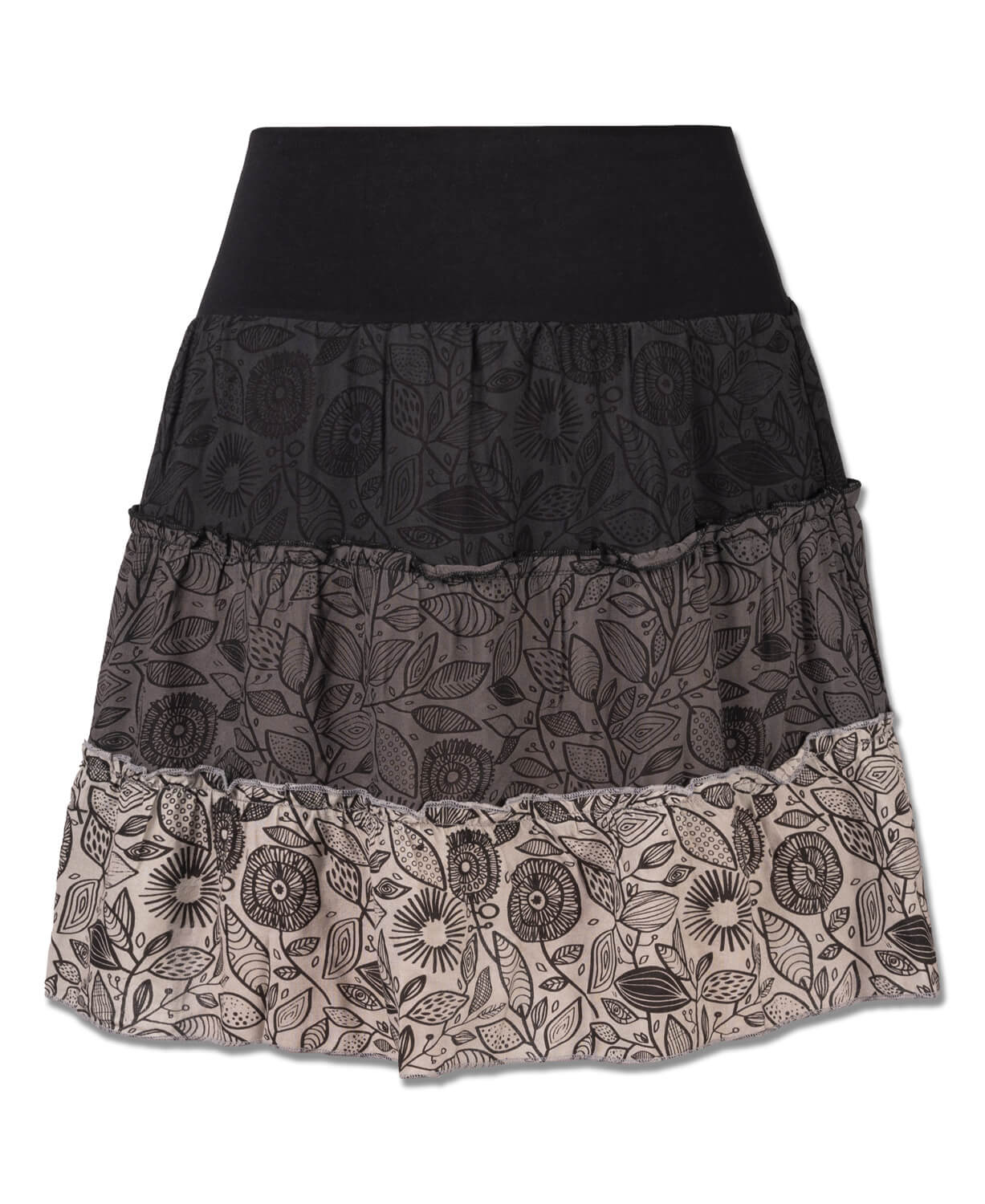 Final Sale! Three Tier Viscose Mini Skirt - Black
