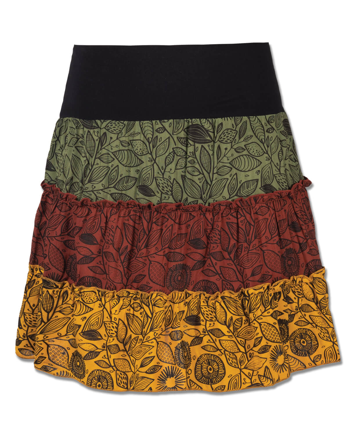 Final Sale! Three Tier Viscose Mini Skirt - Green