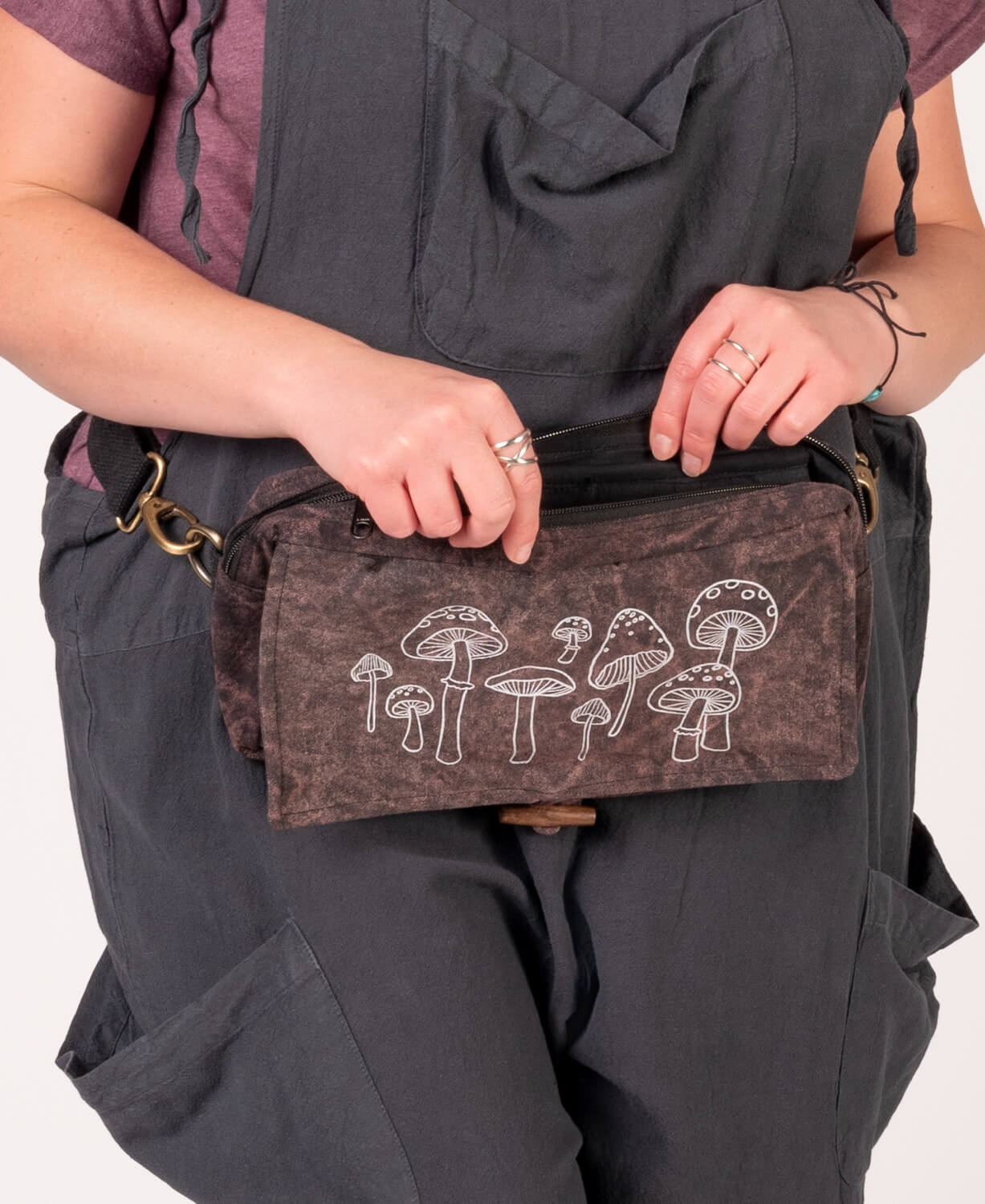 Mushrooms Hip Sling Bag - Brown