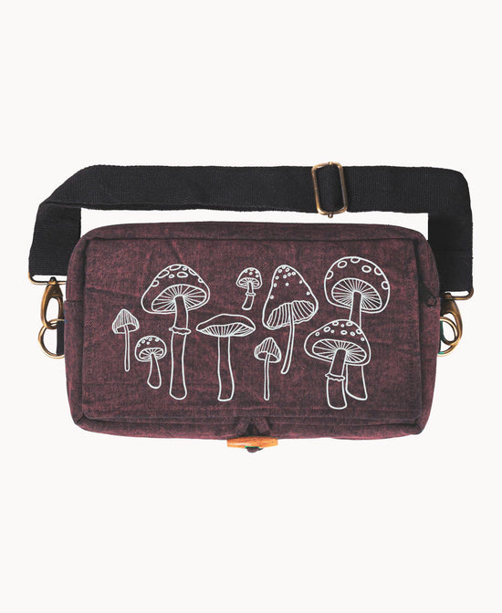 Mushrooms Hip Sling Bag - Brown - Mushrooms Sling Bag | Mushrooms Hip Sack | Soul Flower