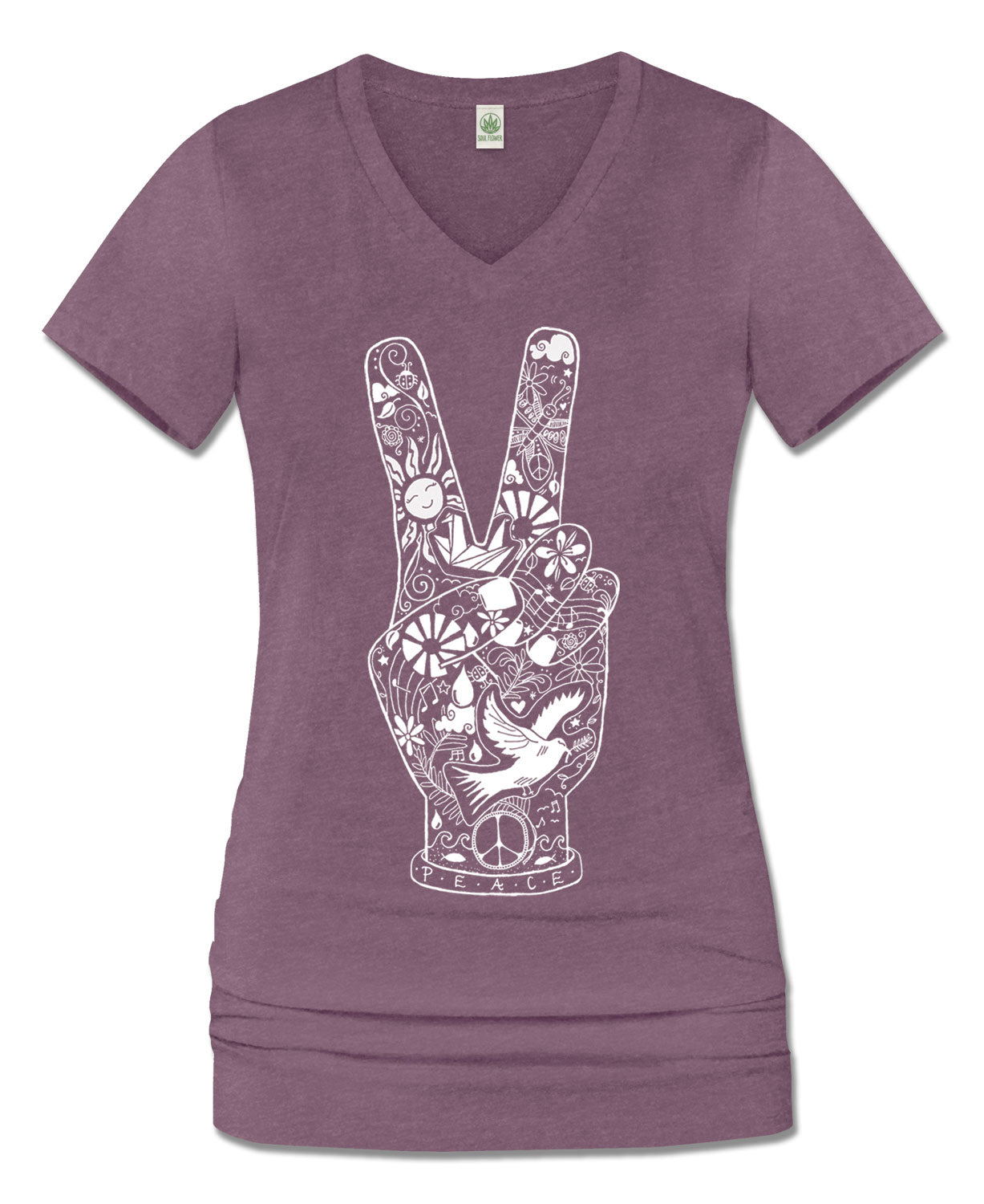 Peace Fingers Eco V-Neck T-Shirt