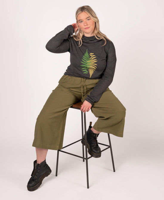 Ferns Cowl Yoga Hoody - Ferns Hoody | Yoga Hoody | Soul Flower Women plus model