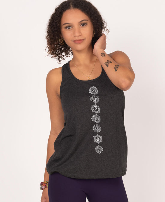Chakras Recycled Racerback Tank - Chakra Yoga Tank | Yoga Tank Tops | Soul Flower Women