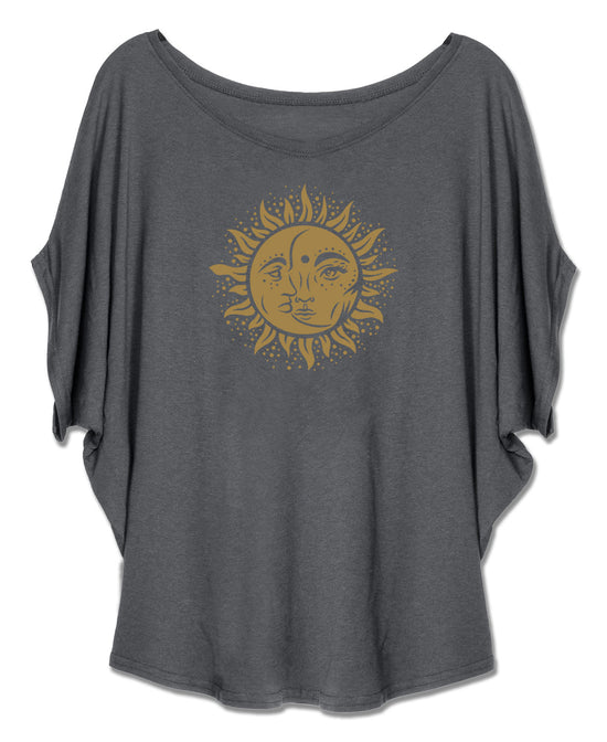 Closeout! Sun and Moon Bamboo Viscose Dolman Top - Sun and Moon Blouse | Flowy Top | Soul Flower