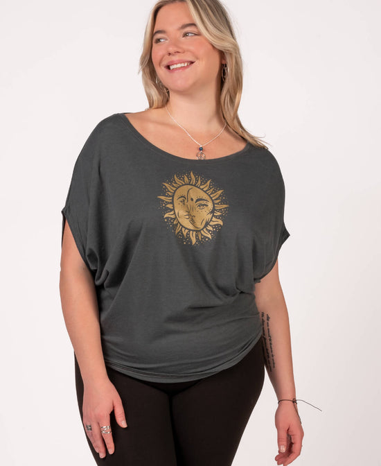 Closeout! Sun and Moon Bamboo Viscose Dolman Top - Sun and Moon Blouse | Flowy Top | Soul Flower Women