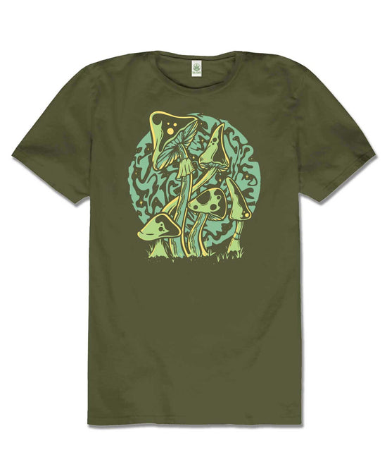 Closeout! Psychedelic Mushrooms Organic T-Shirt - Unisex - Psychedelic Mushrooms T-Shirt | Mushroom Tee | Soul Flower